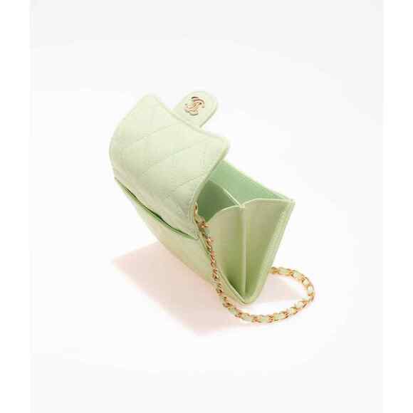 Chanel 22C Green Caviar Mini Wallet On Chain Gold Card Shoulder Crossbody Bag - Picture 6 of 12